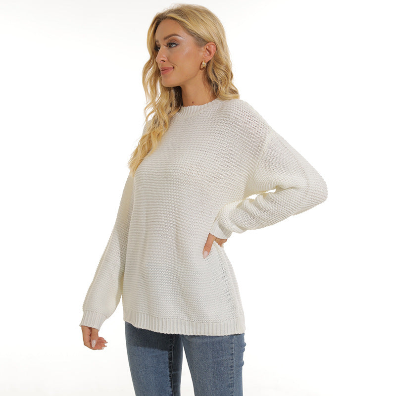 Women's Long Sleeve Textured Knit Jumper with Structured Pattern