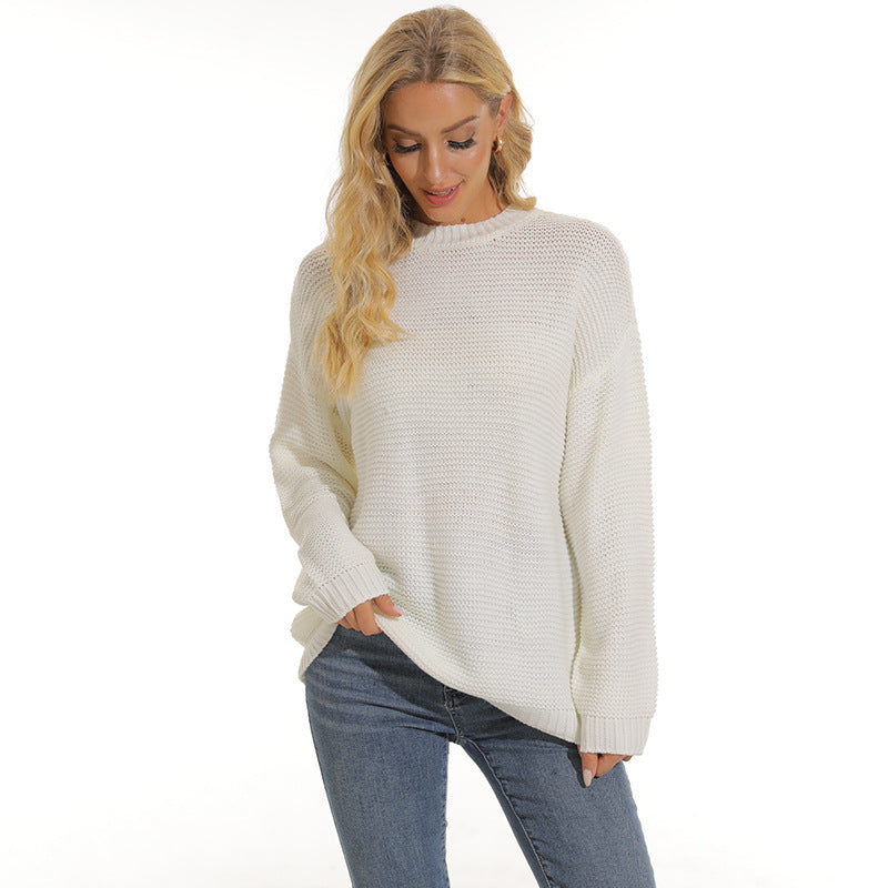 Women's Long Sleeve Textured Knit Jumper with Structured Pattern