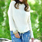 Women's Longline Cable Knit Jumper with Kangaroo Pocket