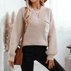 Women's Longline Cable Knit Jumper with Structured Pattern
