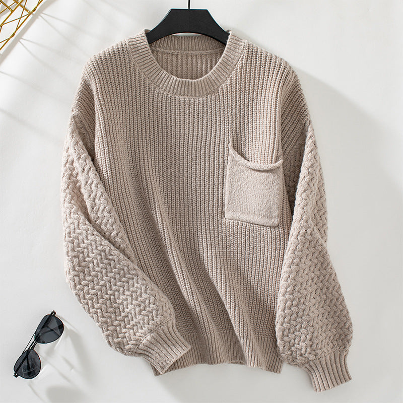 Women's Longline Cable Knit Jumper with Structured Pattern