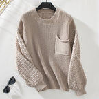 Women's Longline Cable Knit Jumper with Structured Pattern