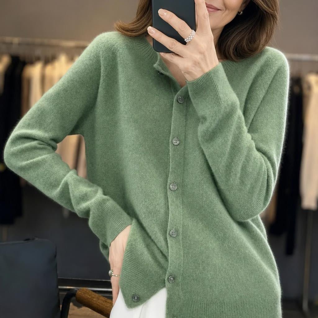 Women's Longline Cardigan with Button Closure in Soft Knit