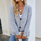Women's Longline Cardigan with Large Pockets in Light Grey