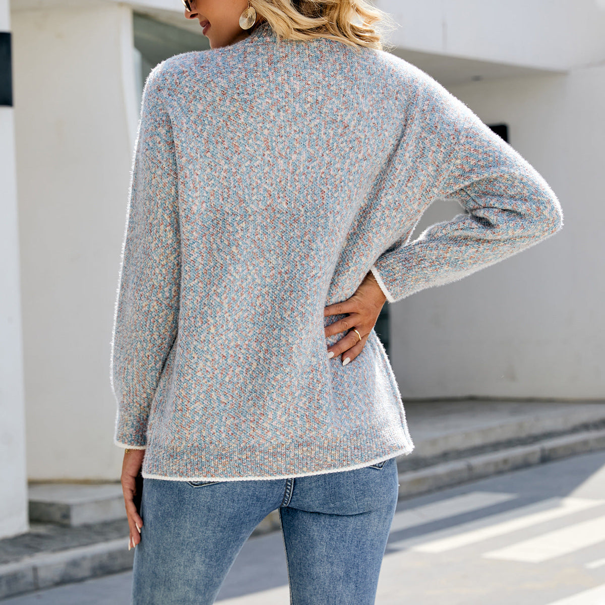 Women's Longline Cardigan with Large Pockets in Light Grey