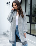 Women's Longline Cardigan with Wide Sleeves in Mottled Grey