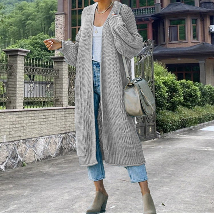 Women's Longline Chunky Knit Cardigan with Open Front