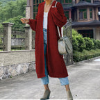 Women's Longline Chunky Knit Cardigan with Open Front