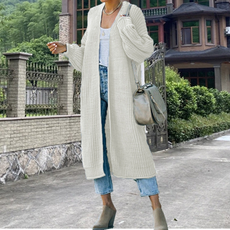 Women's Longline Chunky Knit Cardigan with Open Front