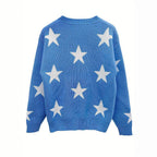 Women's Longline Chunky Knit Jumper with Star Pattern