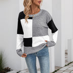 Women's Longline Colour Block Jumper with Long Sleeves