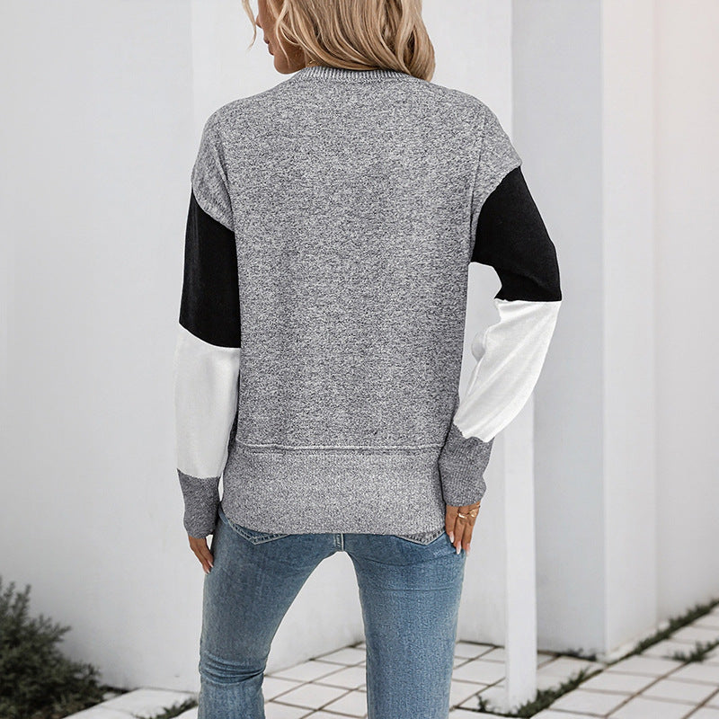Women's Longline Colour Block Jumper with Long Sleeves