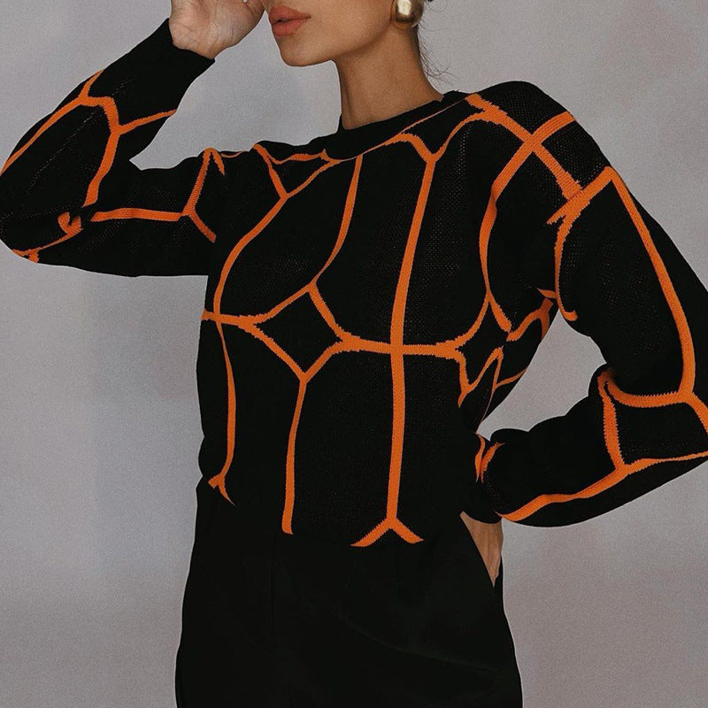Women's Longline Knitted Jumper with Geometric Design