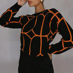 Women's Longline Knitted Jumper with Geometric Design