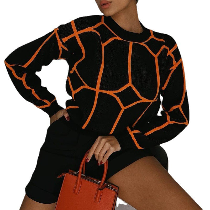 Women's Longline Knitted Jumper with Geometric Design