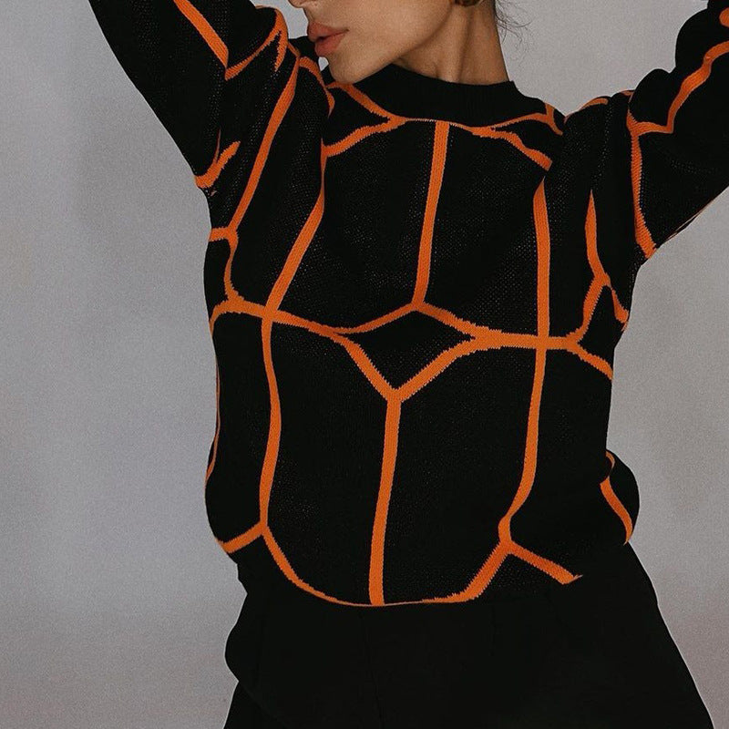 Women's Longline Knitted Jumper with Geometric Design