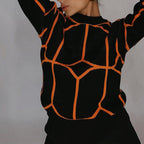 Women's Longline Knitted Jumper with Geometric Design