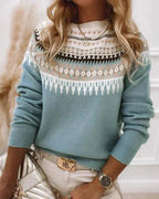 Women's Longline Knitted Jumper with Nordic Pattern