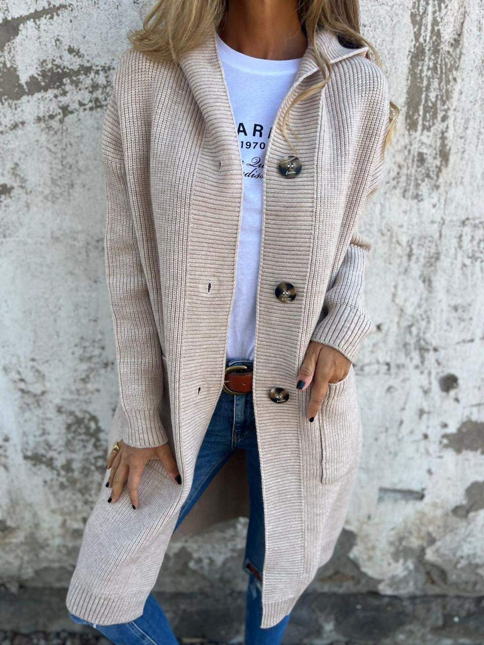 Women's Longline Open Cardigan with Deep Pockets