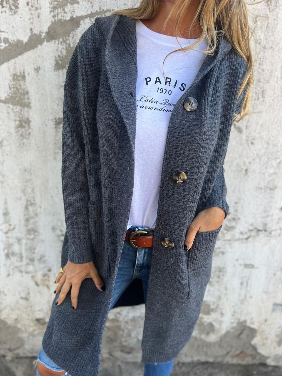 Women's Longline Open Cardigan with Deep Pockets