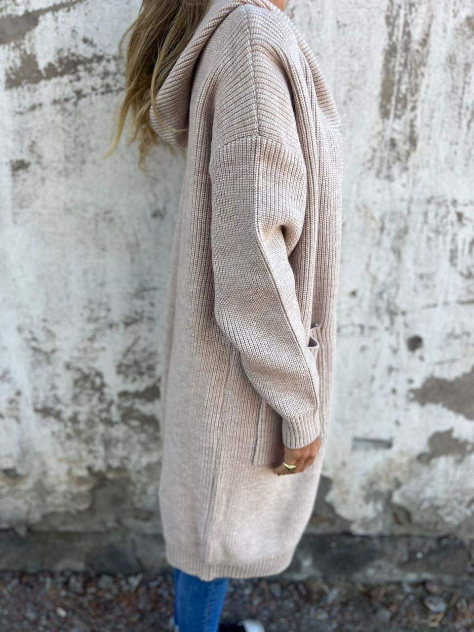 Women's Longline Open Cardigan with Deep Pockets