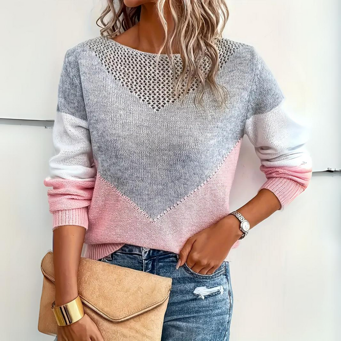 Women's Loose Fit Knitted Cotton Jumper with Classic Cut