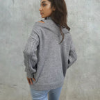 Women's Off-the-Shoulder Cable Knit Jumper with Flattering Fit