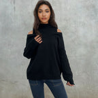 Women's Off-the-Shoulder Cable Knit Jumper with Flattering Fit