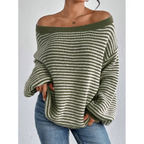 Women's Off-the-Shoulder Knitted Jumper with Clean Workmanship