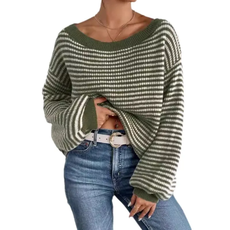 Women's Off-the-Shoulder Knitted Jumper with Clean Workmanship