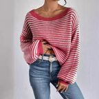 Women's Off-the-Shoulder Knitted Jumper with Clean Workmanship