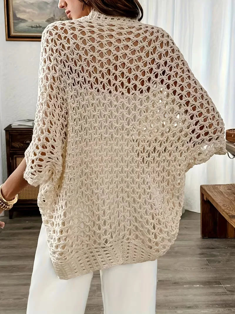Women's Openwork Crochet Cardigan in Lightweight Design