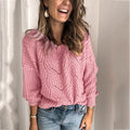 Women's Oversized Cable Knit Jumper with Open Hole Design