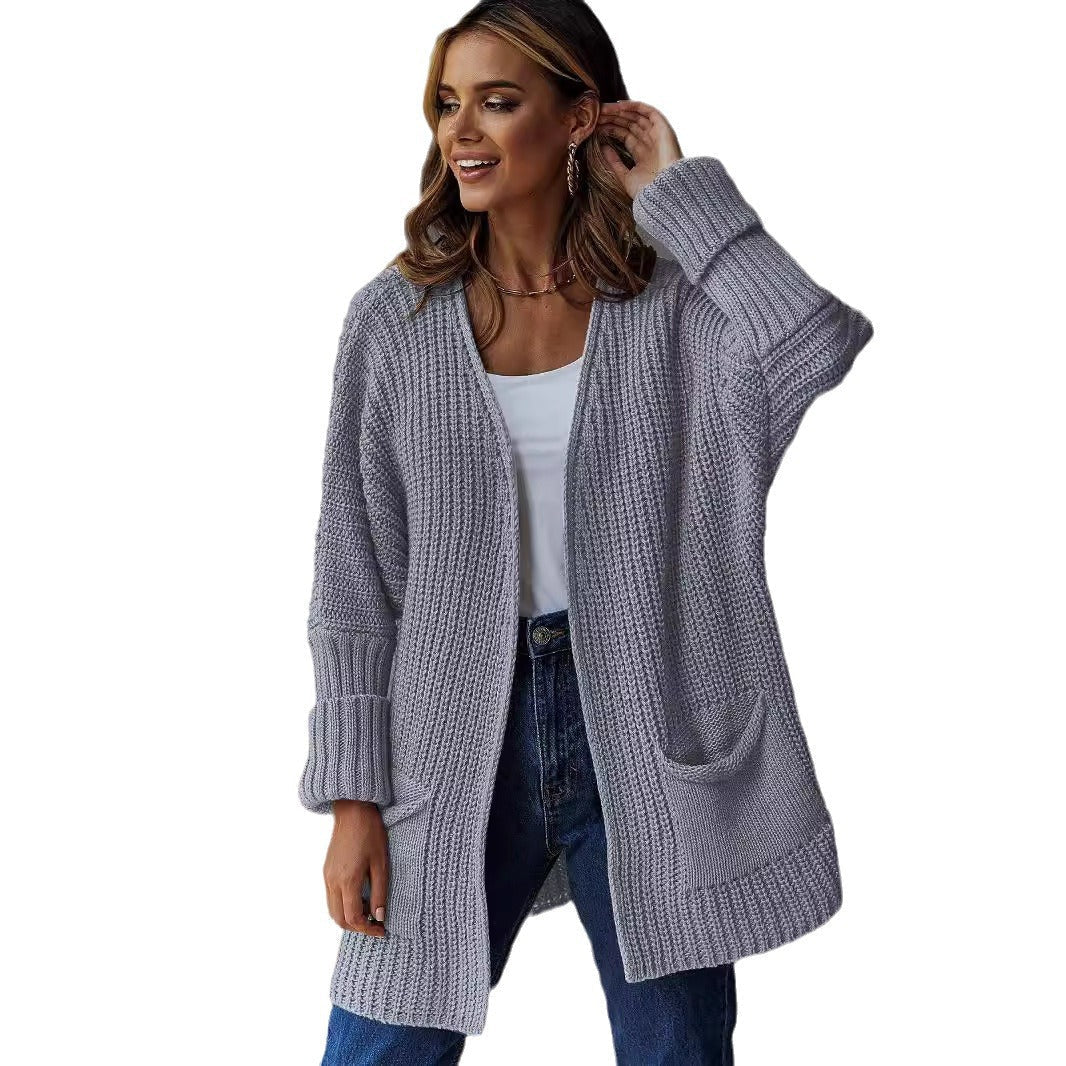 Women's Oversized Cardigan with Hood and Deep Pockets