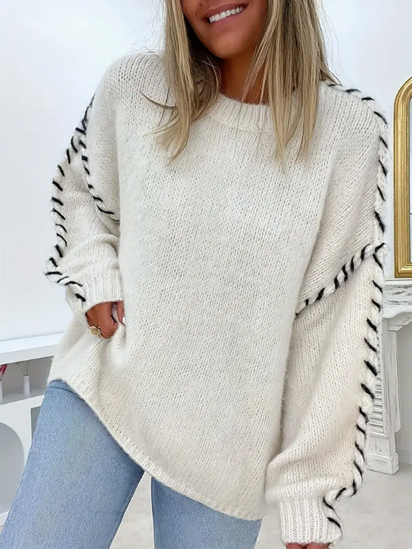 Women's Oversized Crew Neck Jumper in Soft Knit