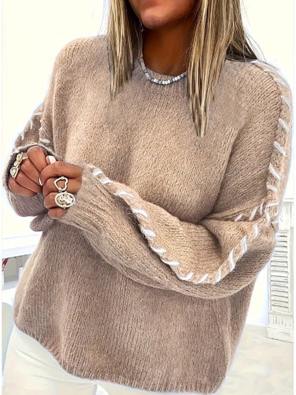 Women's Oversized Crew Neck Jumper in Soft Knit