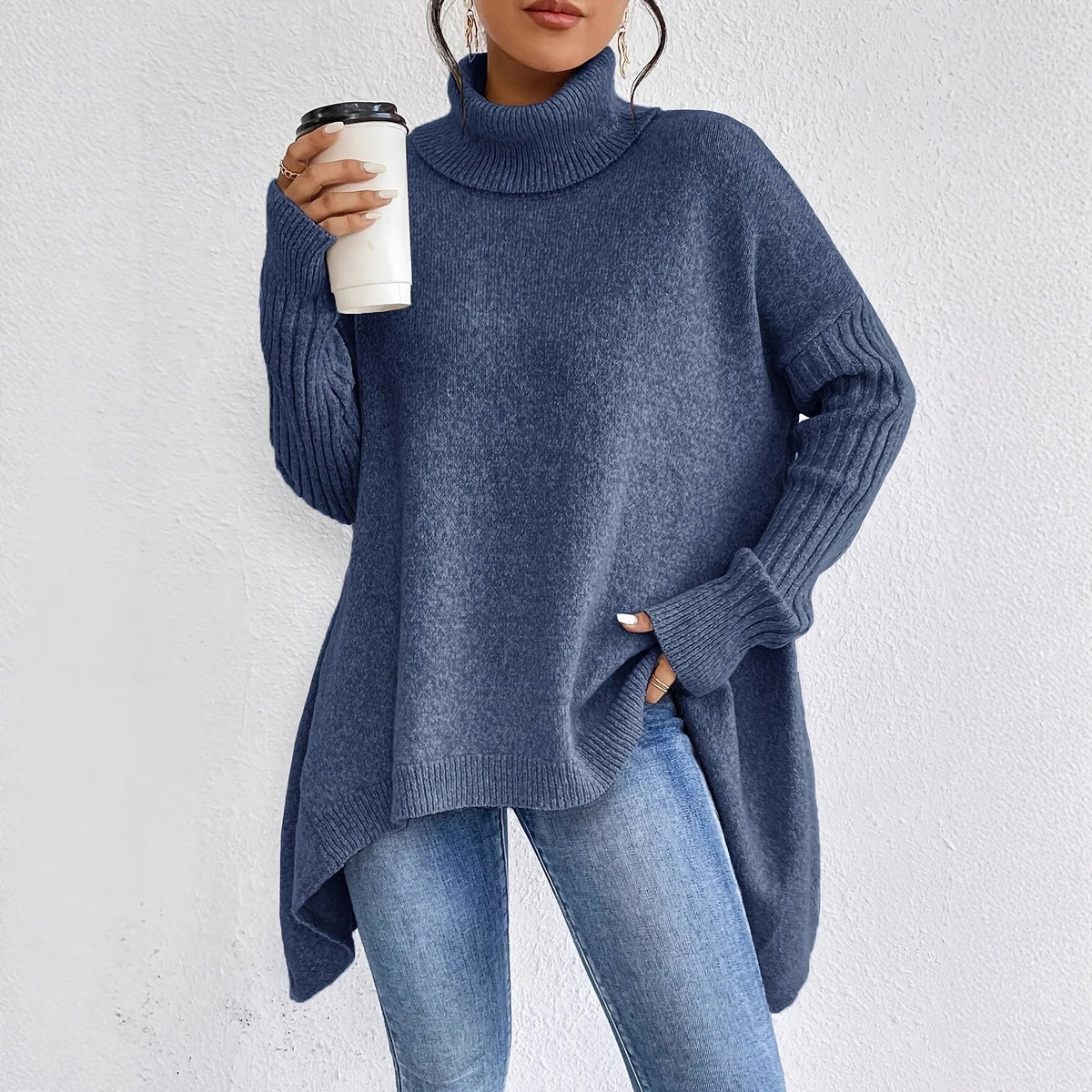 Women's Oversized Turtleneck Jumper in Warm Knit