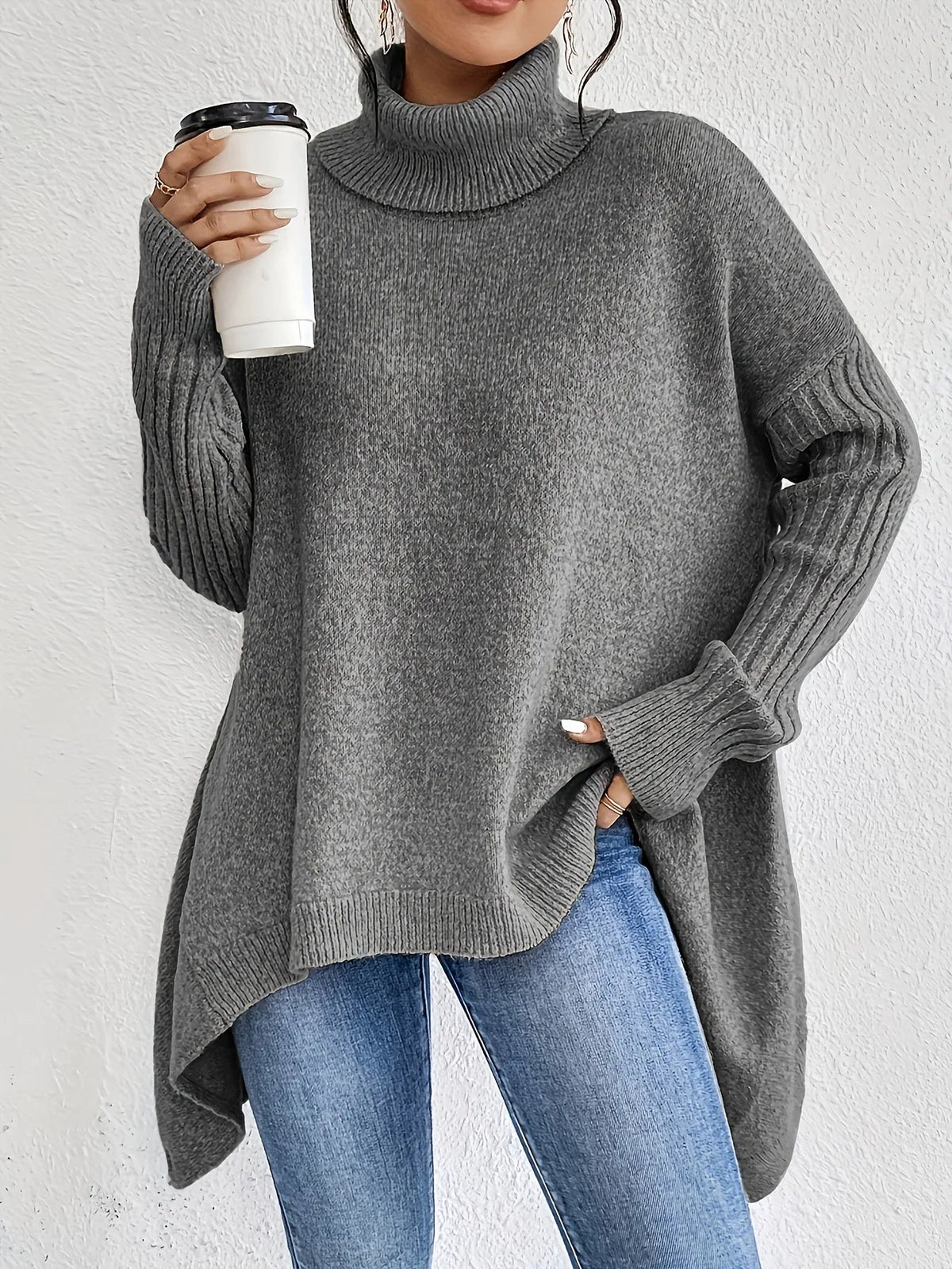 Women's Oversized Turtleneck Jumper in Warm Knit