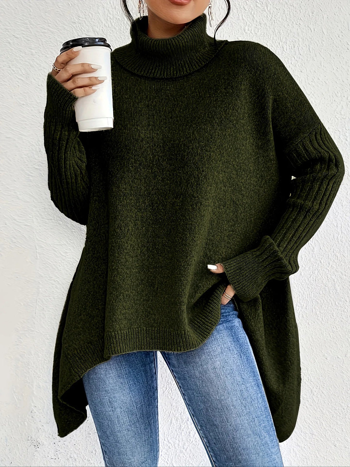 Women's Oversized Turtleneck Jumper in Warm Knit