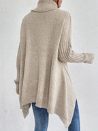 Women's Oversized Turtleneck Jumper with Ribbed Collar