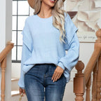 Women's Ribbed Balloon Sleeve Jumper in Soft Cotton