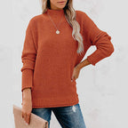Women's Ribbed Knit Turtleneck Jumper with Longer Cut