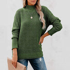 Women's Ribbed Knit Turtleneck Jumper with Longer Cut