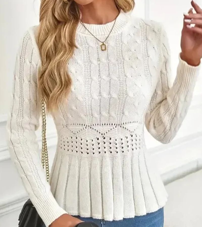 Women's Ribbed Peplum Jumper with Thick Knit for Warmth