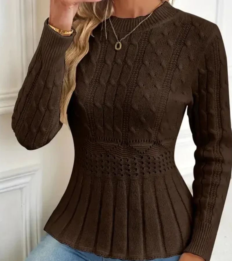 Women's Ribbed Peplum Jumper with Thick Knit for Warmth
