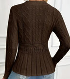 Women's Ribbed Peplum Jumper with Thick Knit for Warmth