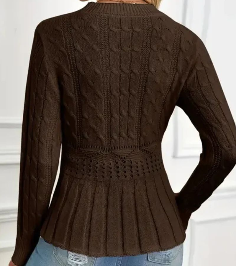 Women's Ribbed Peplum Jumper with Thick Knit for Warmth