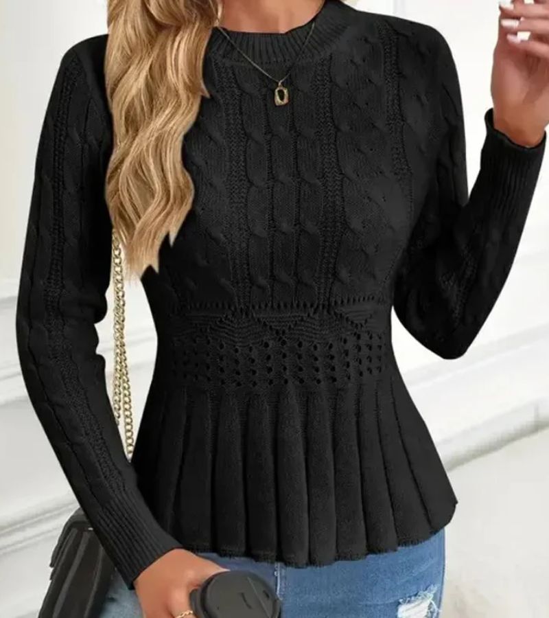 Women's Ribbed Peplum Jumper with Thick Knit for Warmth