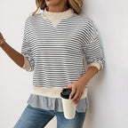 Women's Ruffle Hem Sweatshirt with Stand-Up Collar