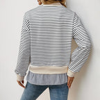 Women's Ruffle Hem Sweatshirt with Stand-Up Collar